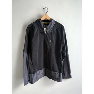 RBX Active Train Mens Full Zip Hooded Jacket Black Gray Large NWT
